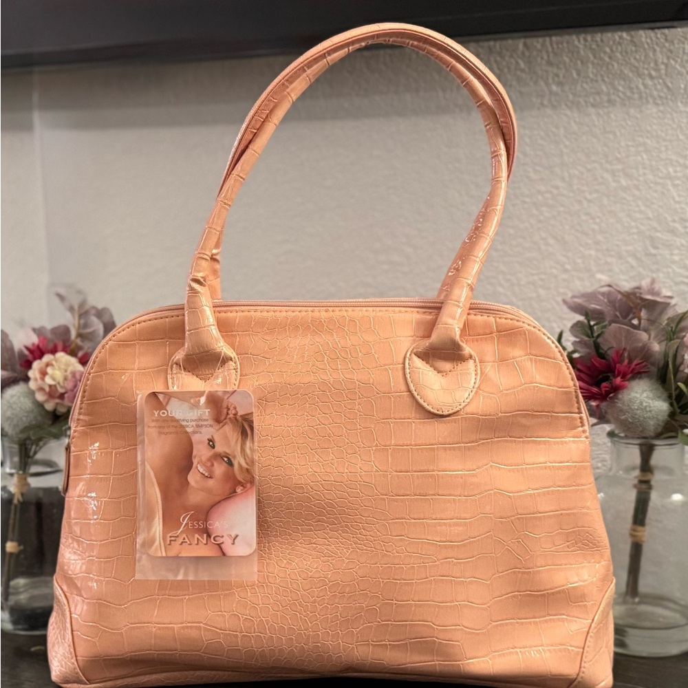 Jessica Simpson Peach Crocodile-Pattern Satchel - Picture 1 of 12